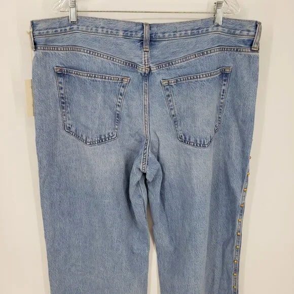 Universal Thread Studded Mid Rise 90s Baggy Jeans 16 Womens Light Wash Blue NEW - Picture 10 of 12